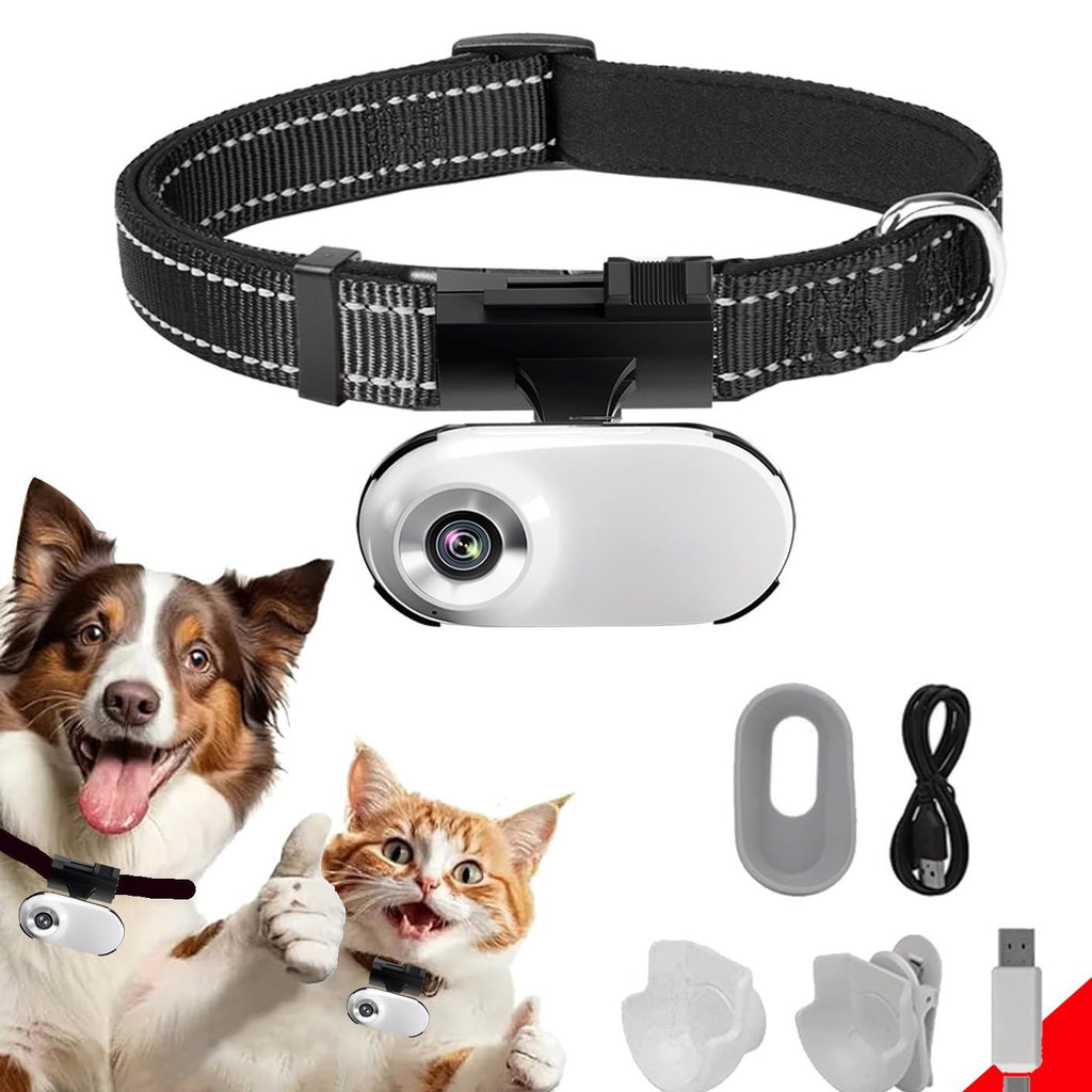 Cámara HD 1080P para Collar de Mascotas | Cámara Giratoria 360° para Perros y Gatos