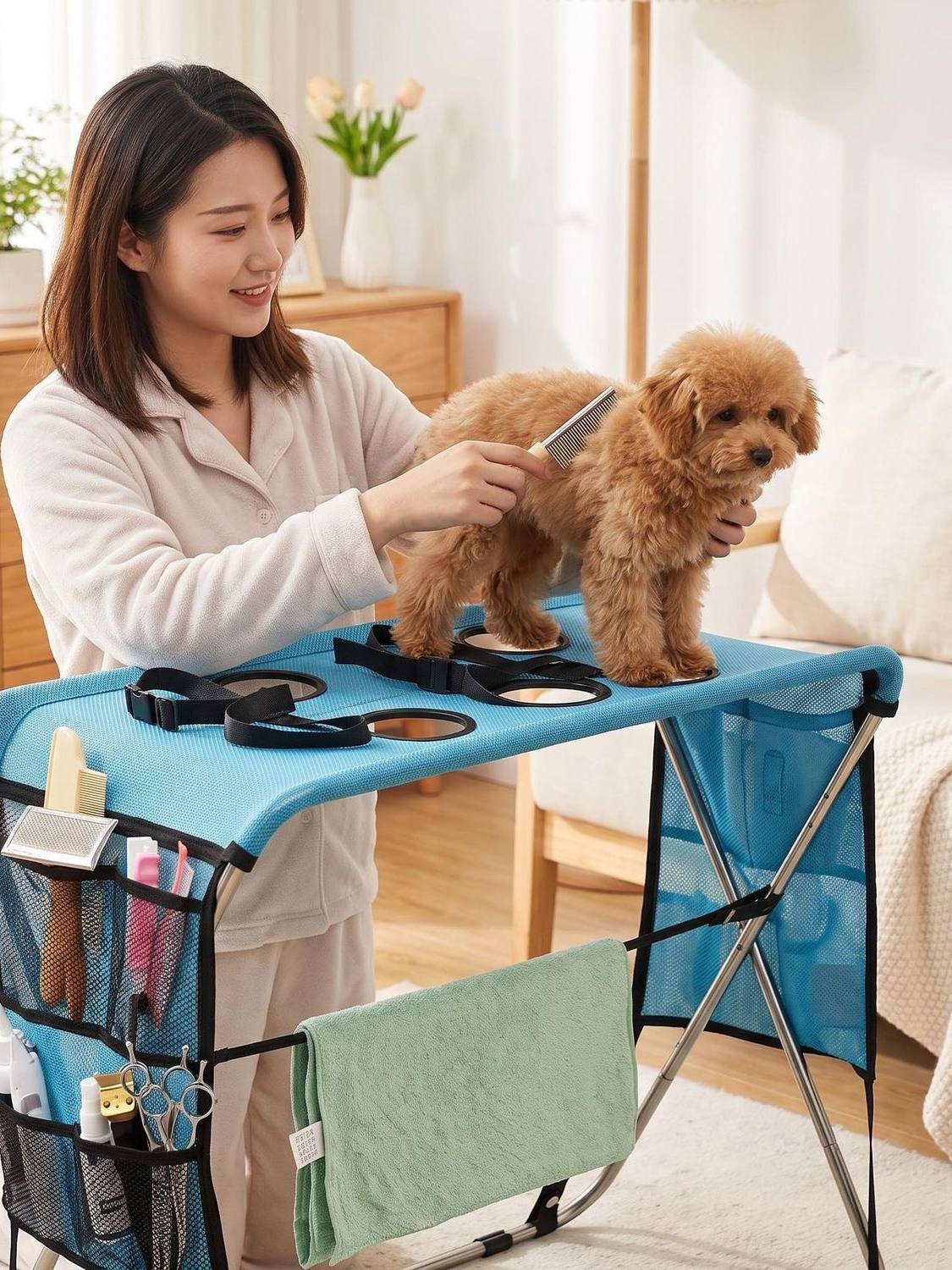 Mesa Plegable de peluqueria para perros y gatos.