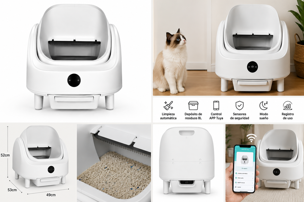 Arenero auto-limpiante inteligente para gatos (8 L)