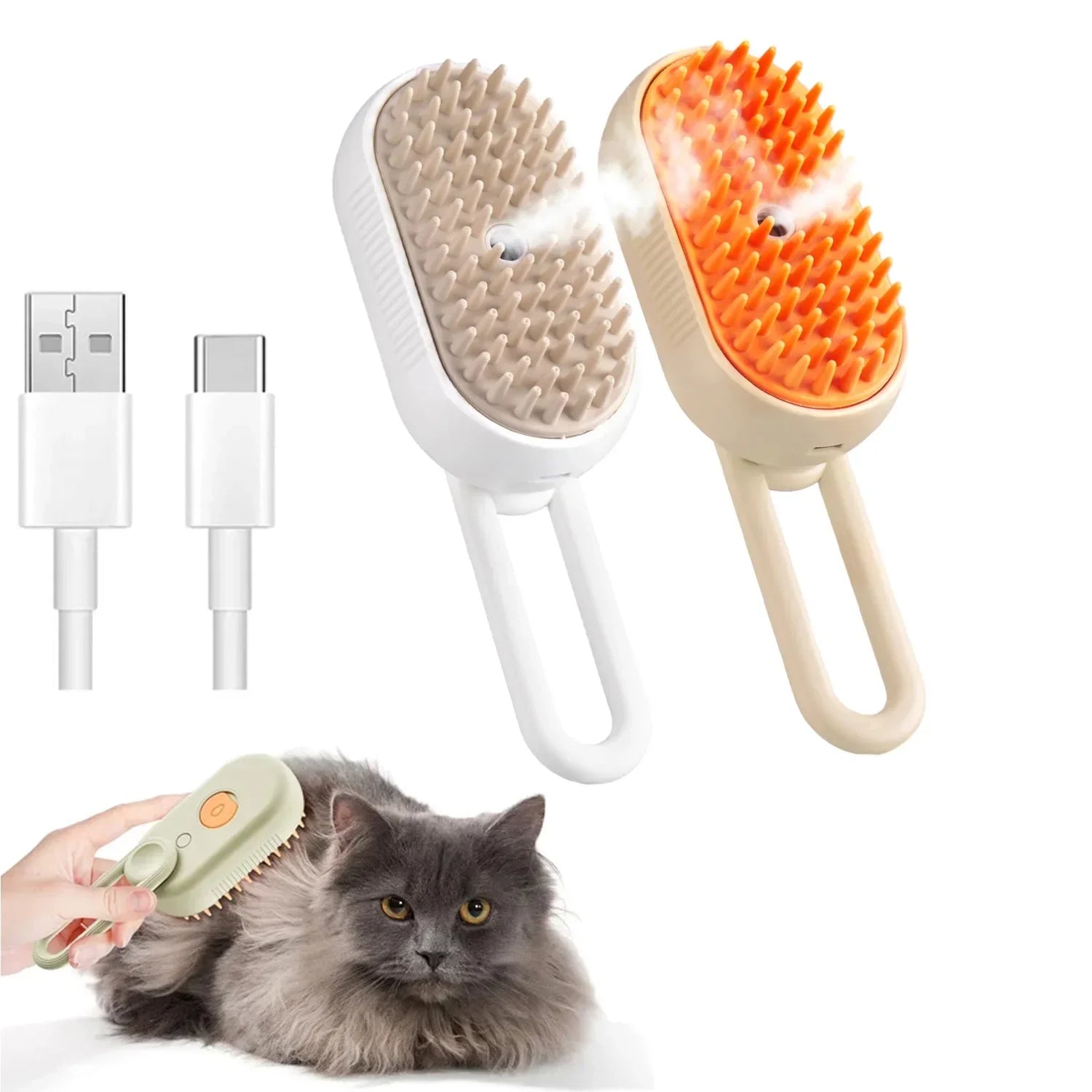Cepillo de Vapor 3 en 1 para Perros y Gatos.