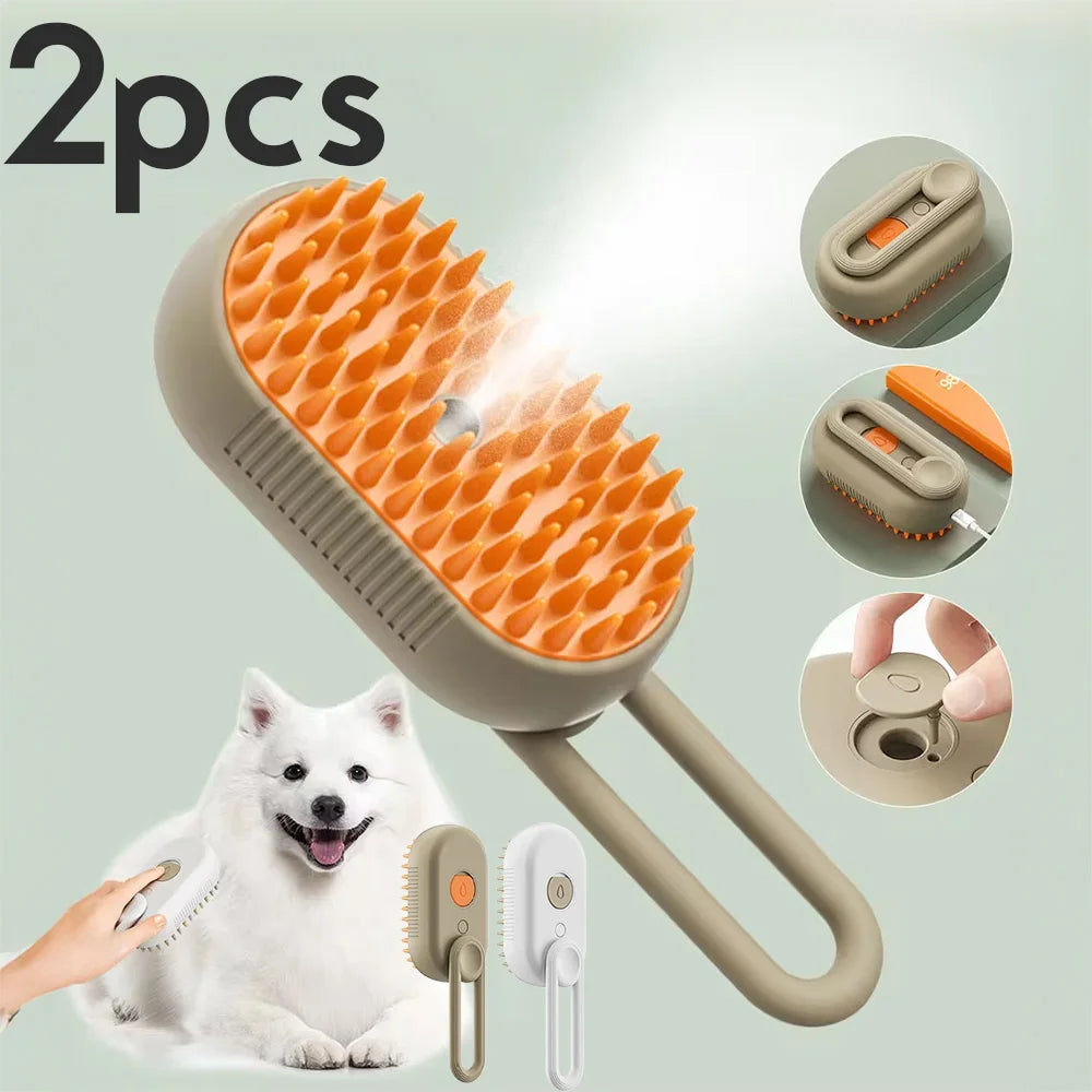Cepillo de Vapor 3 en 1 para Perros y Gatos.