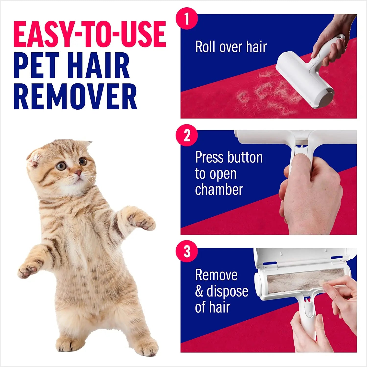 Rodillo Quitapelos para Perros y Gatos - Con Base Autolimpiante